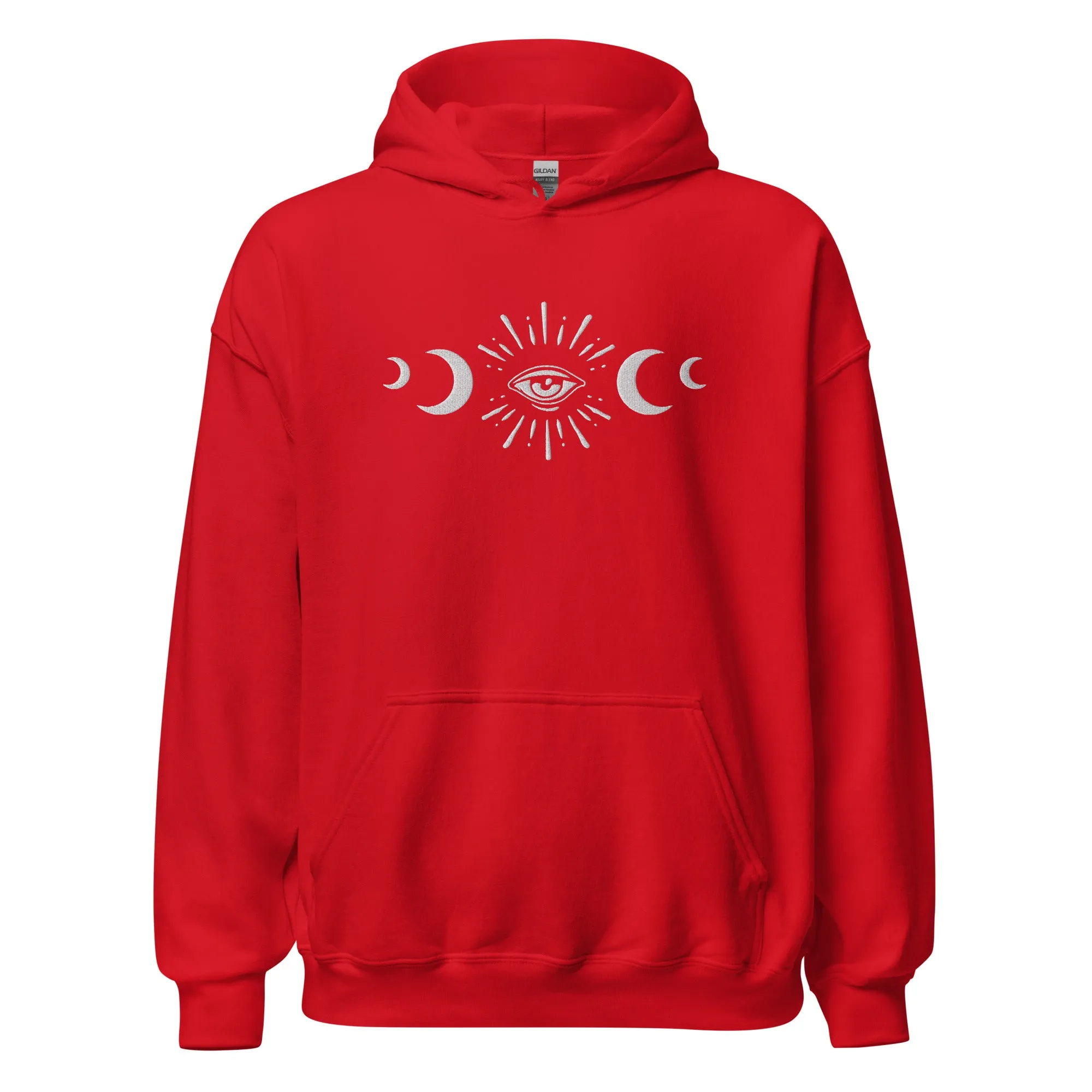 Celestial Eye Moon Phases Embroidered Hoodie