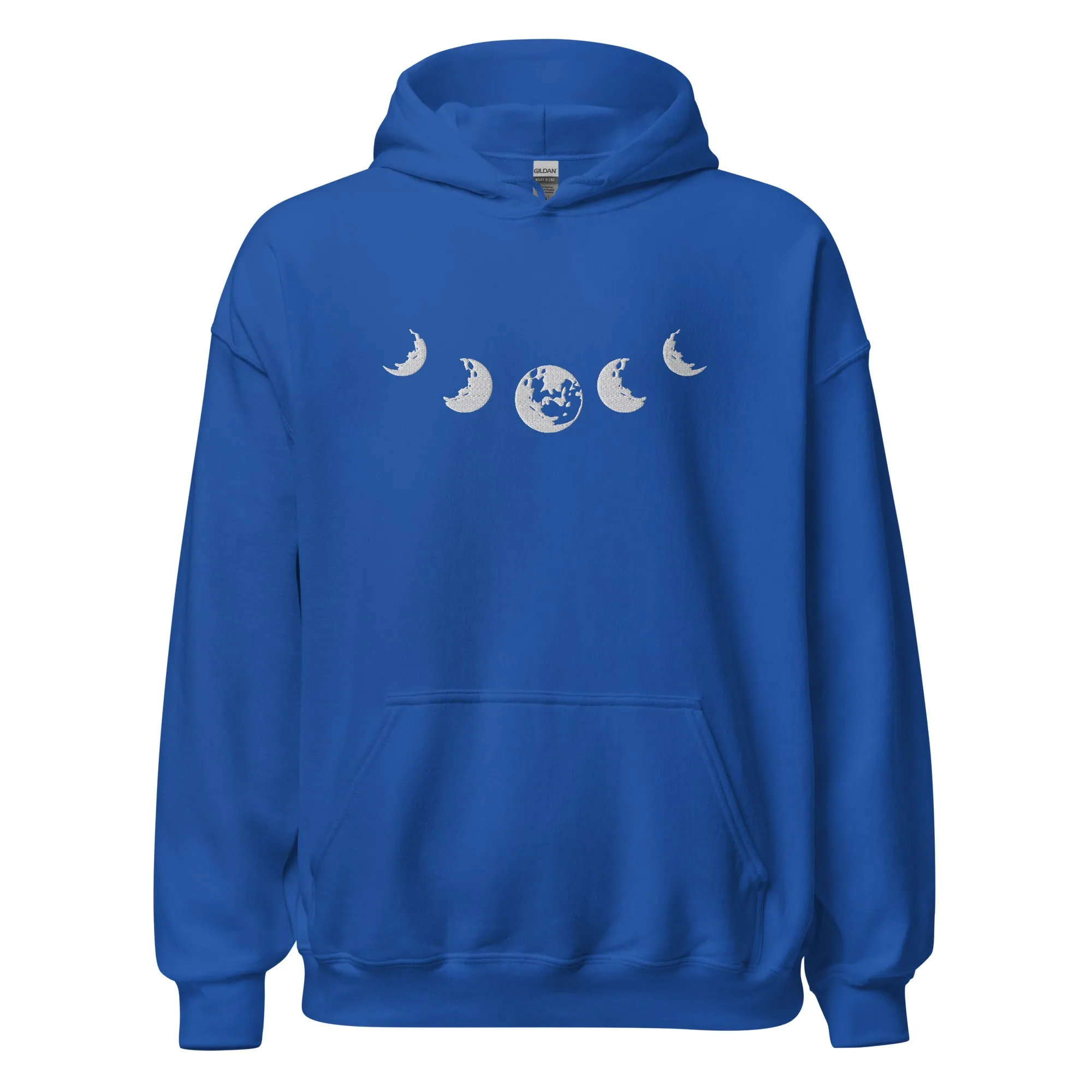 Celestial Moon Phase Embroidered Unisex Hoodie