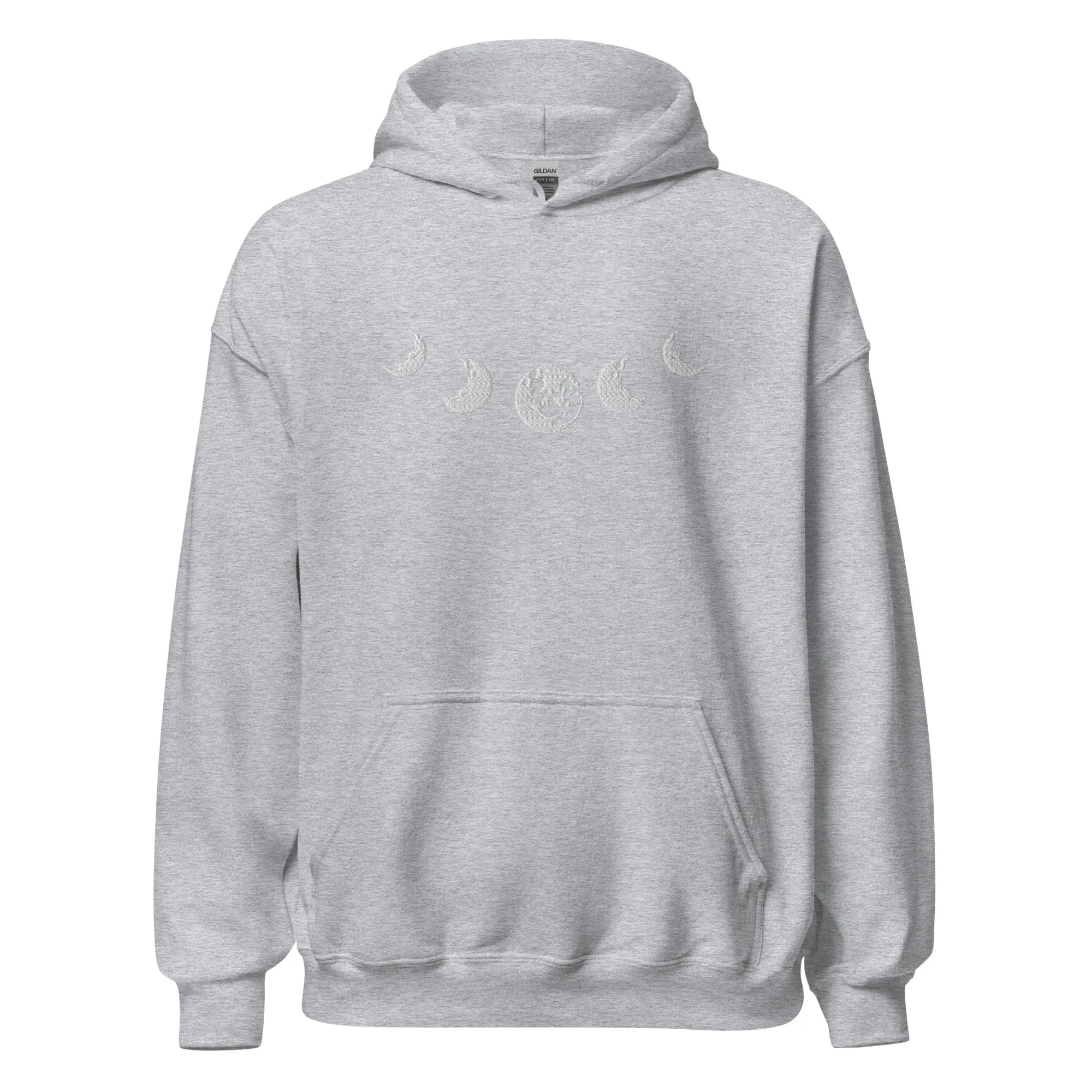 Celestial Moon Phase Embroidered Unisex Hoodie