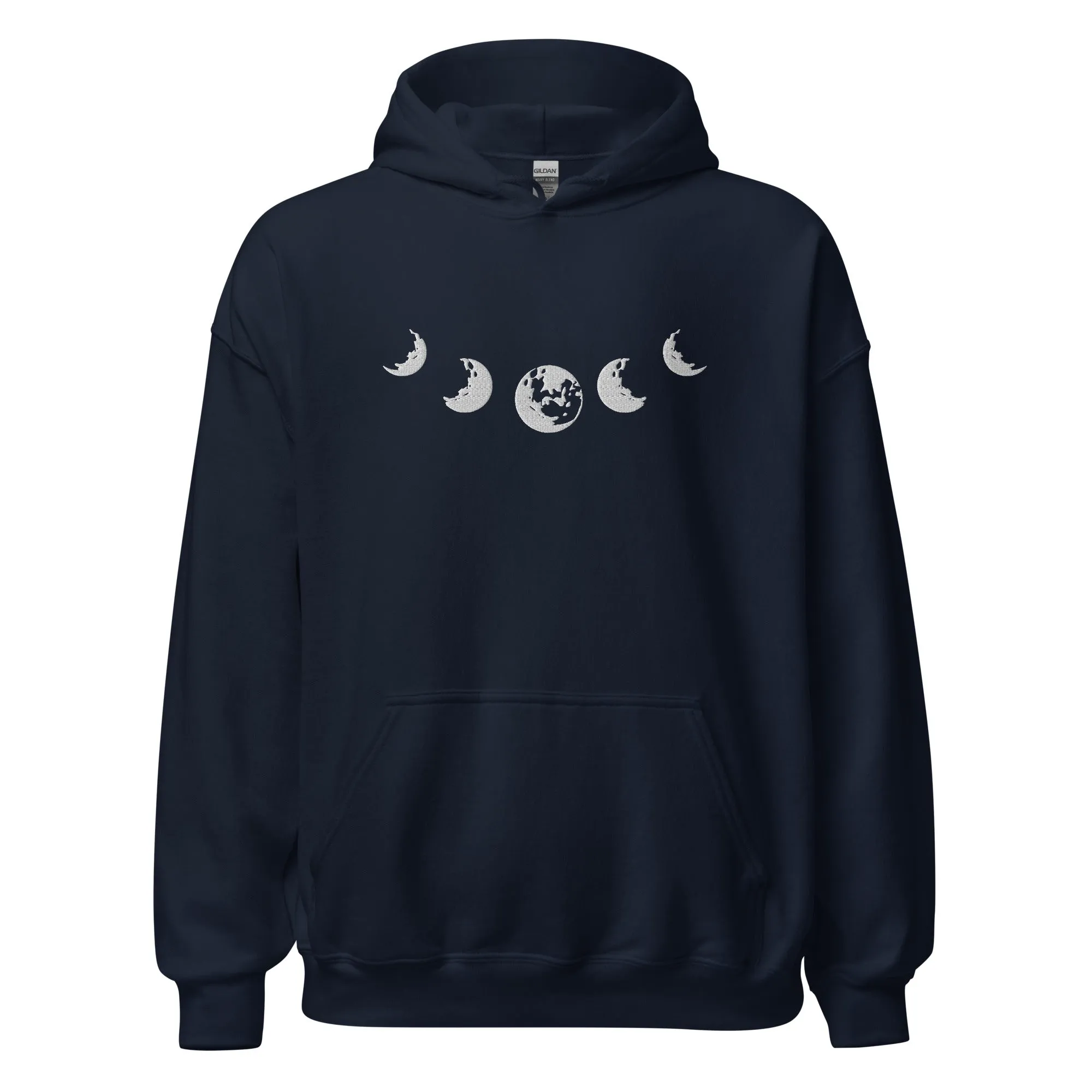 Celestial Moon Phase Embroidered Unisex Hoodie