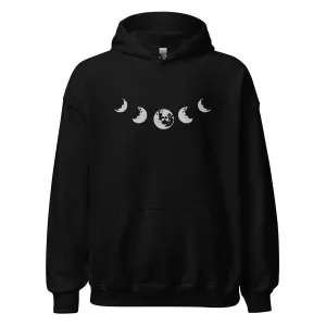 Celestial Moon Phase Embroidered Unisex Hoodie