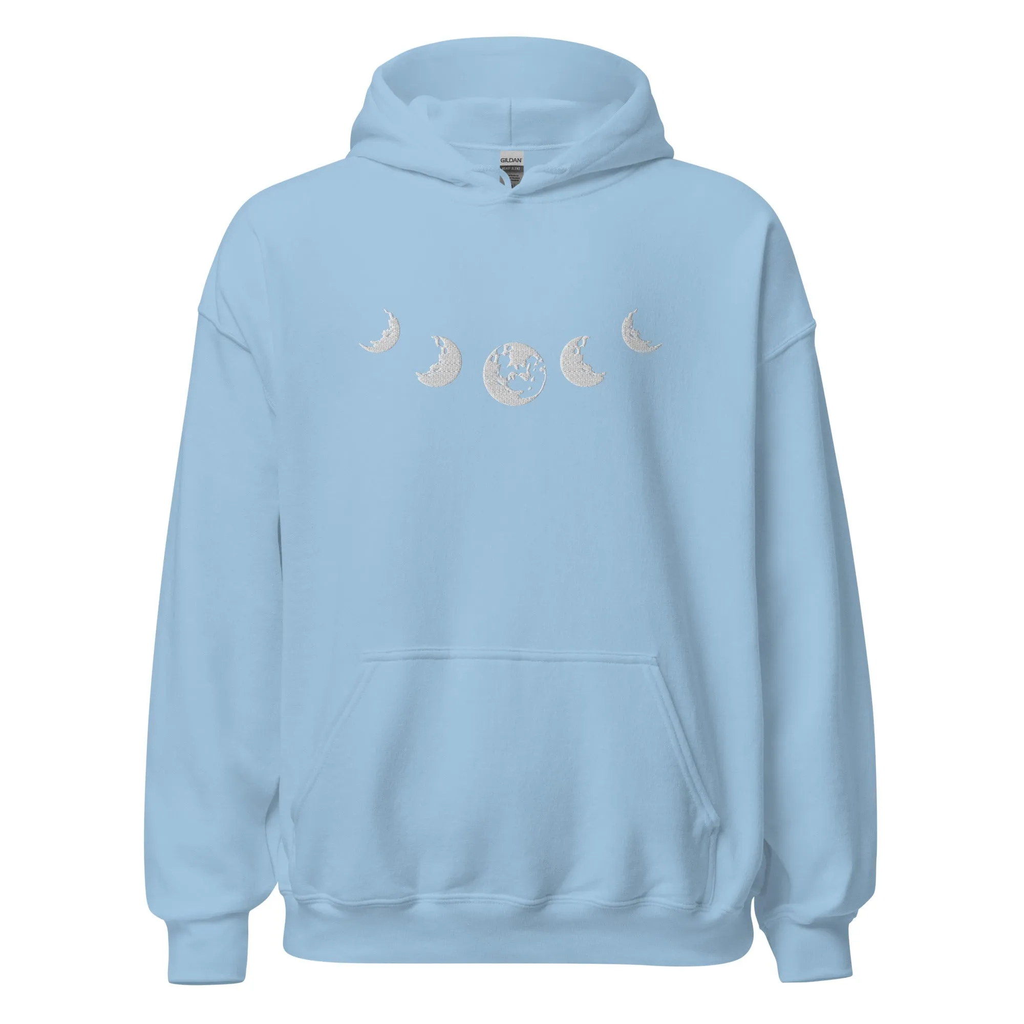 Celestial Moon Phase Embroidered Unisex Hoodie