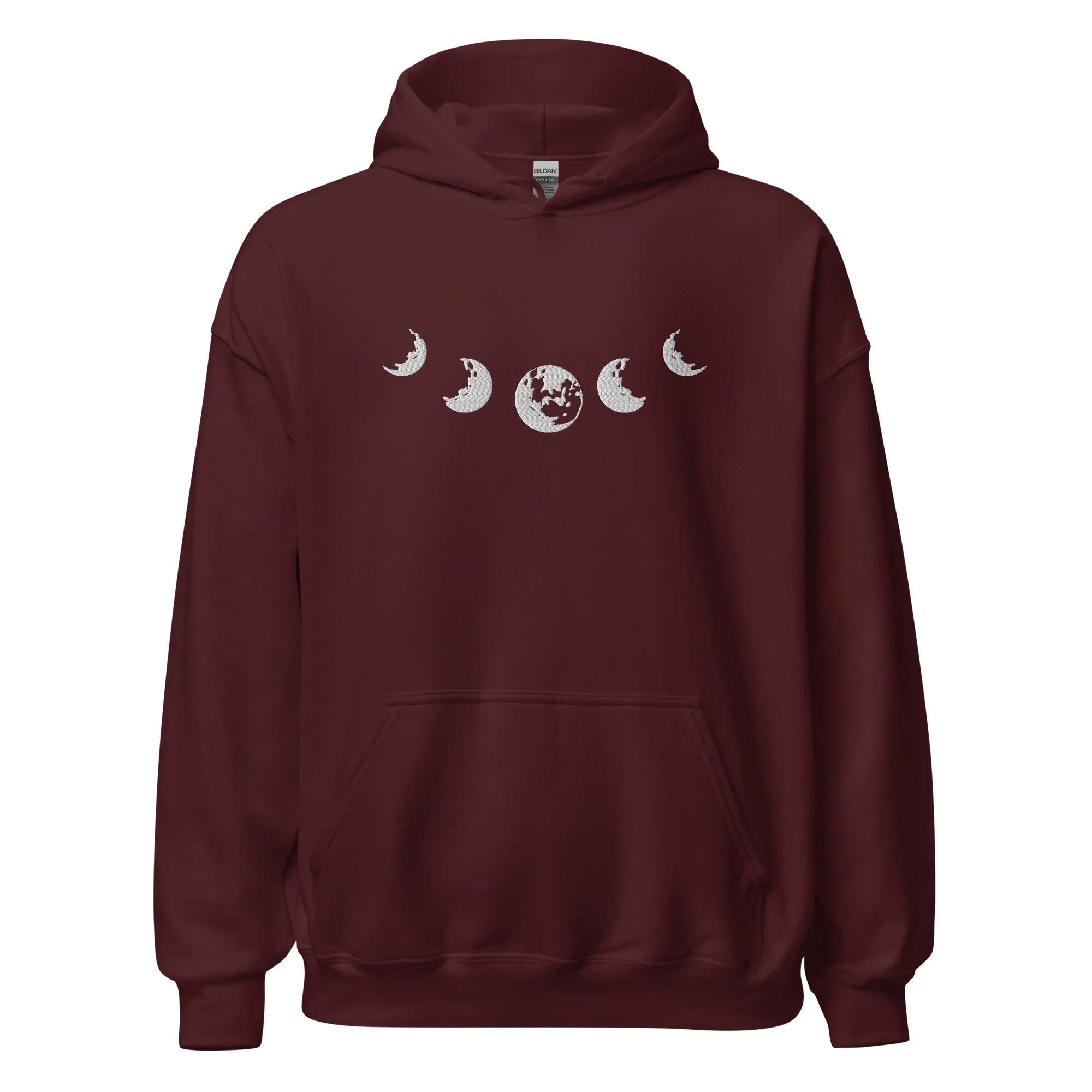 Celestial Moon Phase Embroidered Unisex Hoodie