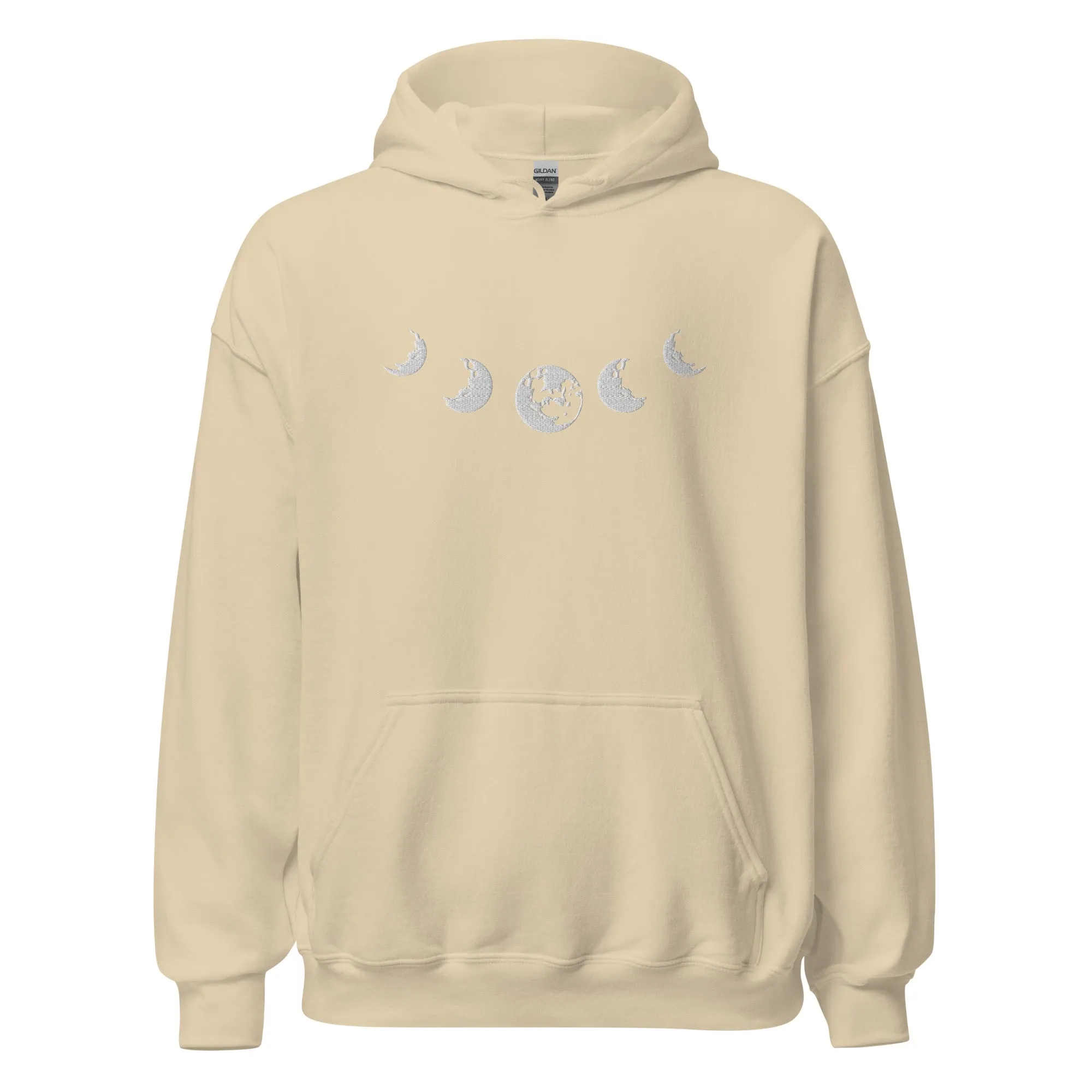 Celestial Moon Phase Embroidered Unisex Hoodie
