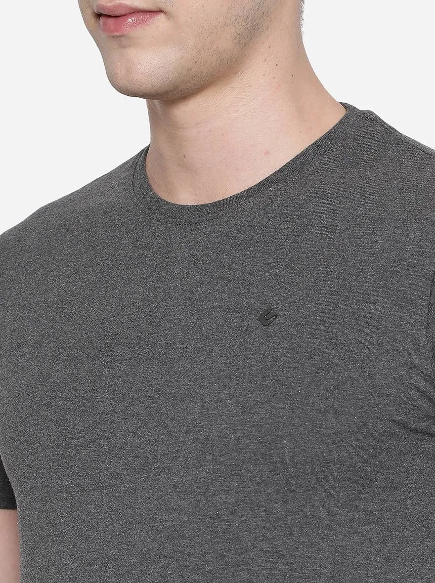 Charcoal Grey Solid Slim Fit T-Shirt | Greenfibre