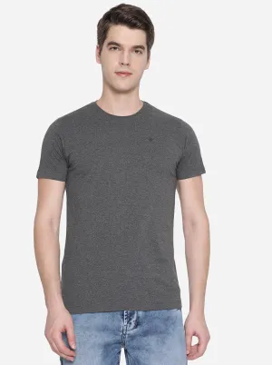 Charcoal Grey Solid Slim Fit T-Shirt | Greenfibre