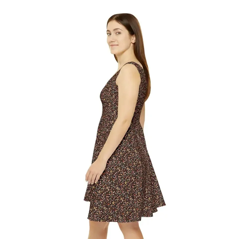 Charming Womens Skater Dress with Flower Pattern