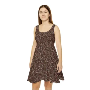 Charming Womens Skater Dress with Flower Pattern