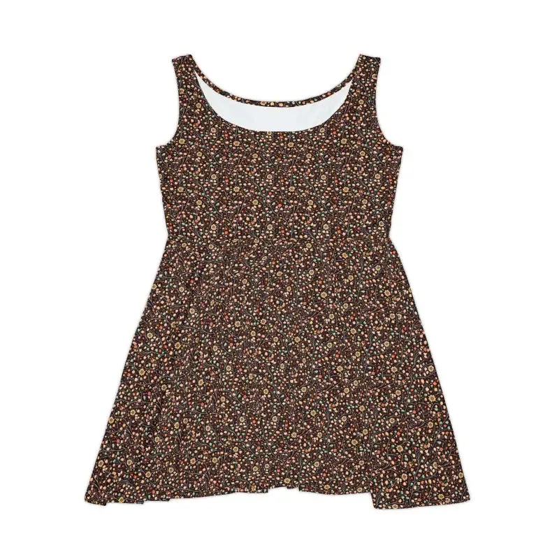 Charming Womens Skater Dress with Flower Pattern