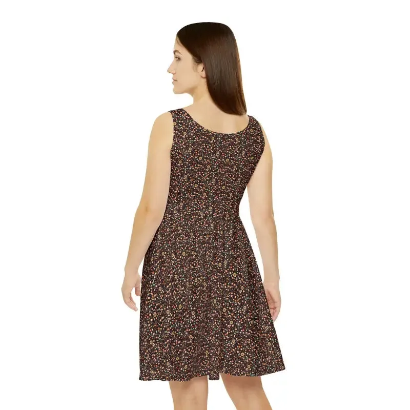 Charming Womens Skater Dress with Flower Pattern