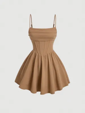 Cherry Vibes Vestido de mujer con cintura fruncida en