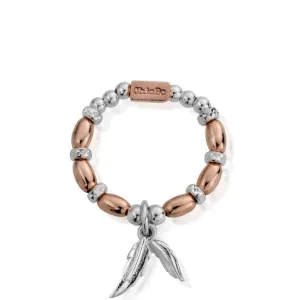 ChloBo Dainty Double Feather Ring  - Two Tone Rose/Silver