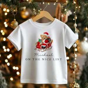 Christmas On The Nice List Personalised Toddler & Kids T Shirt