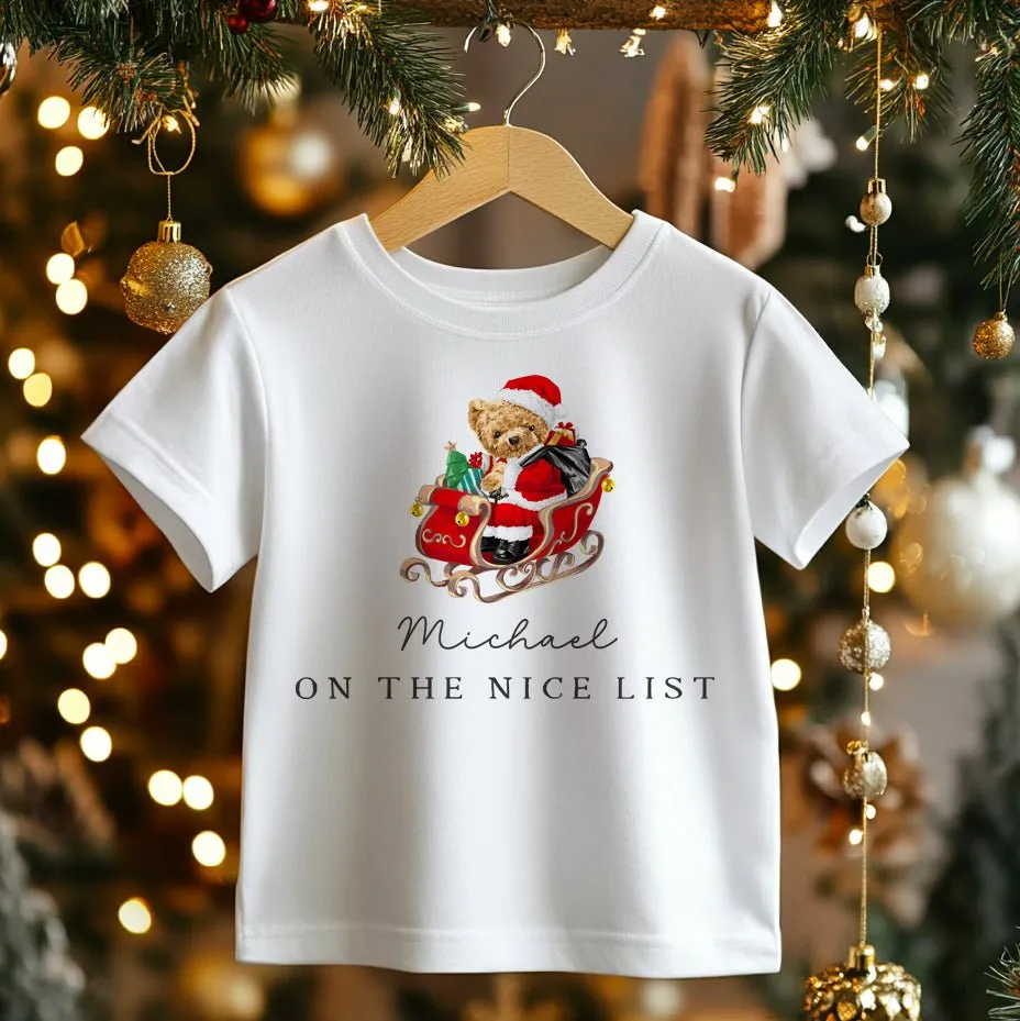 Christmas On The Nice List Personalised Toddler & Kids T Shirt