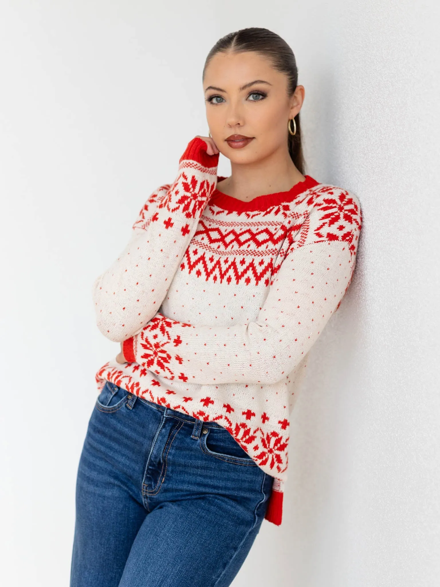 Christmas Pattern Crew Neck Pullover