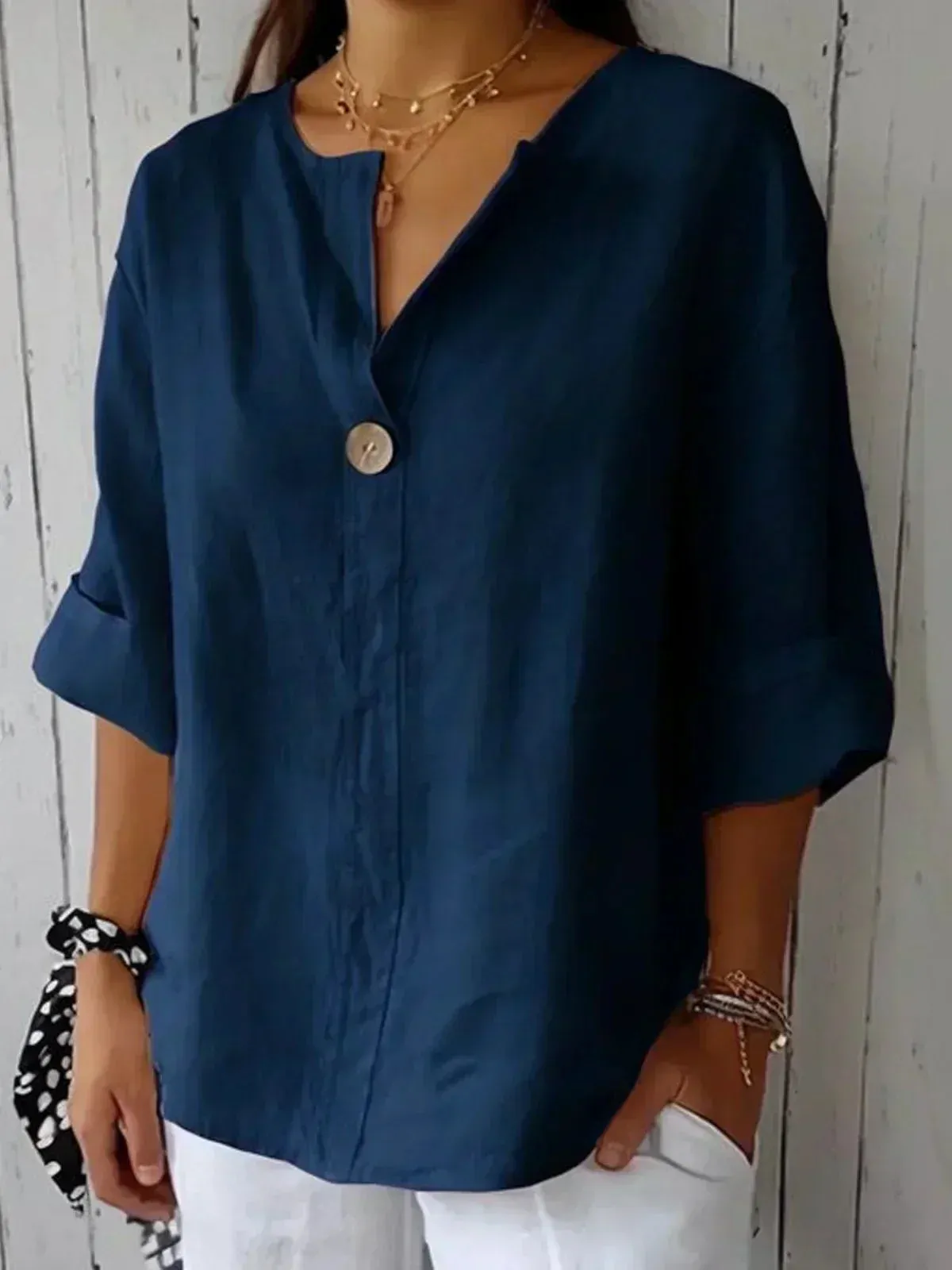 Clara – Elegant V-Neck Blouse