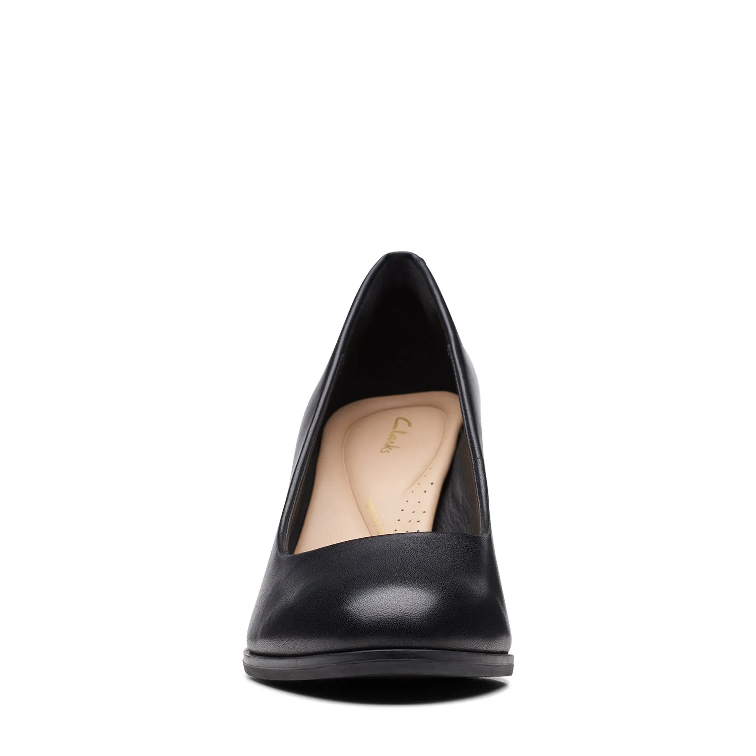 Clarks Freva85 Court Shoes - Black Leather - 261709684 - D Width (Standard Fit)