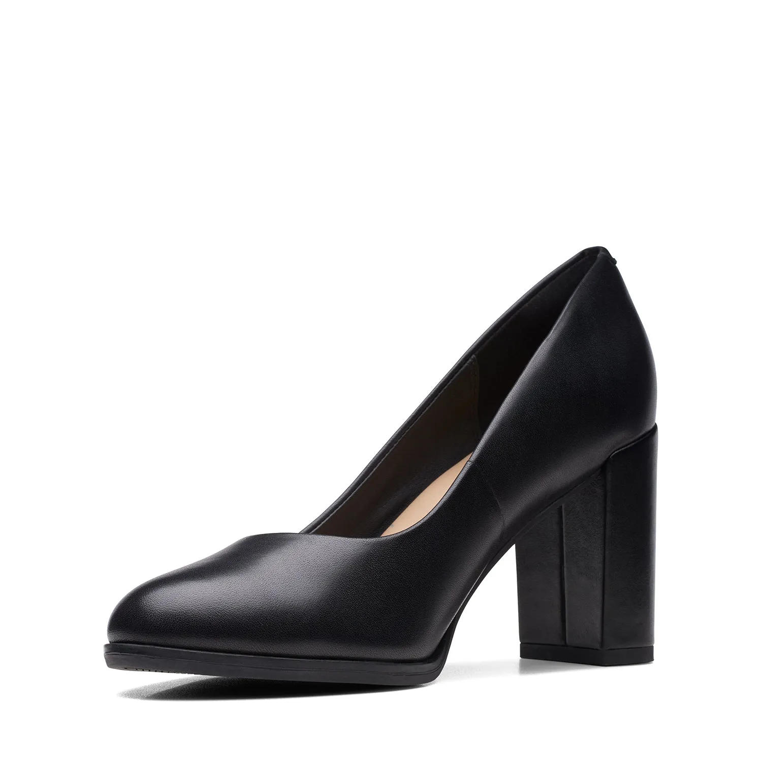 Clarks Freva85 Court Shoes - Black Leather - 261709684 - D Width (Standard Fit)