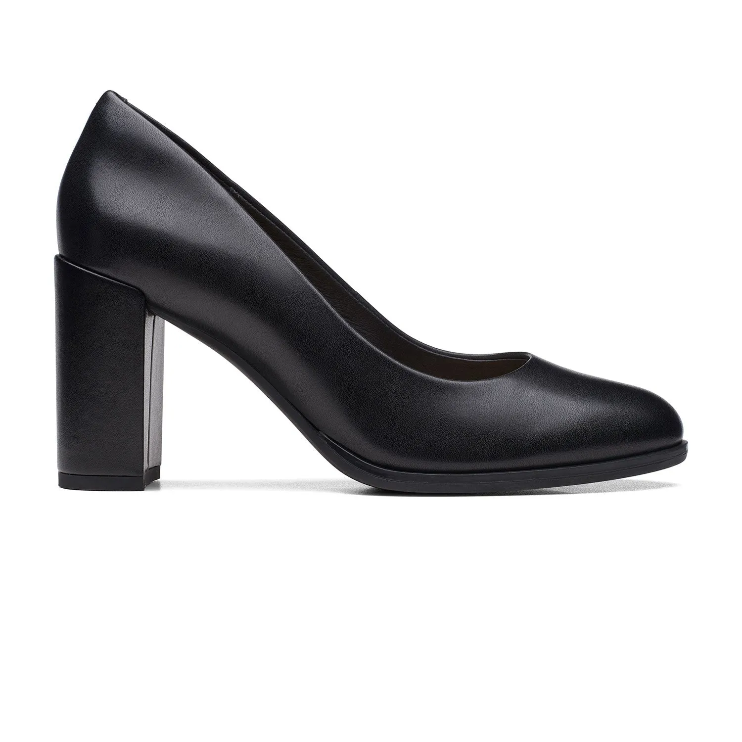 Clarks Freva85 Court Shoes - Black Leather - 261709684 - D Width (Standard Fit)