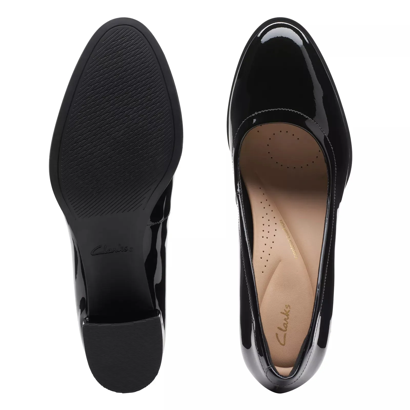 Clarks Women's Freva55 Court Black Patent 26174873