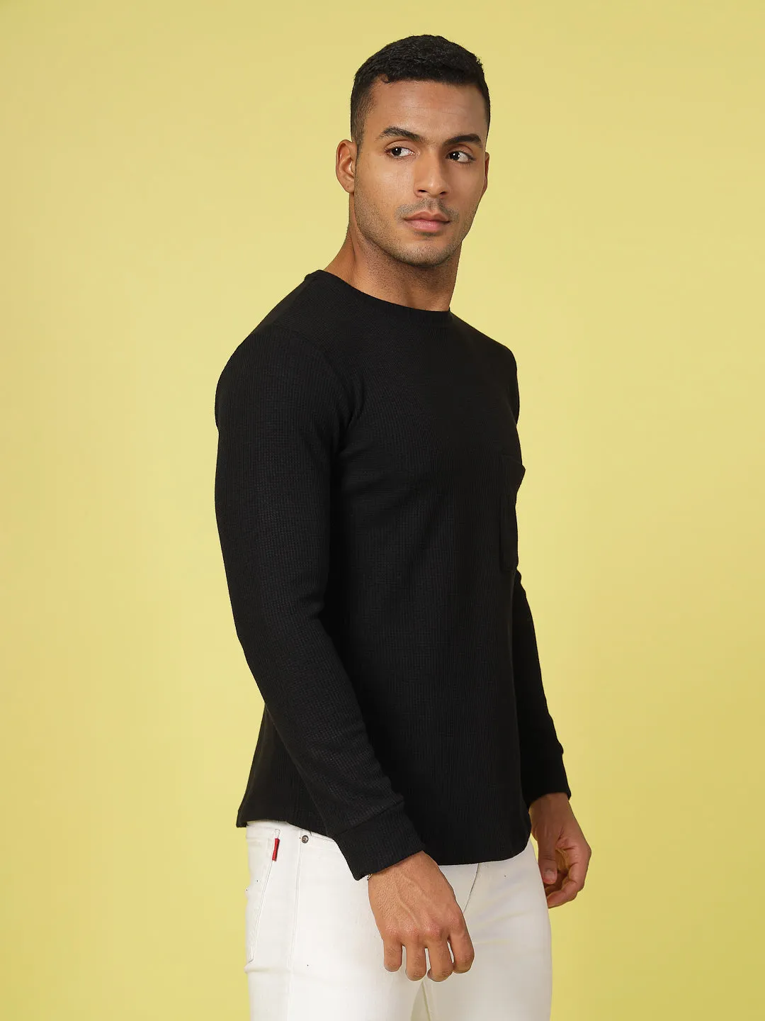 Classic Waffle Knit Round Neck T-shirt