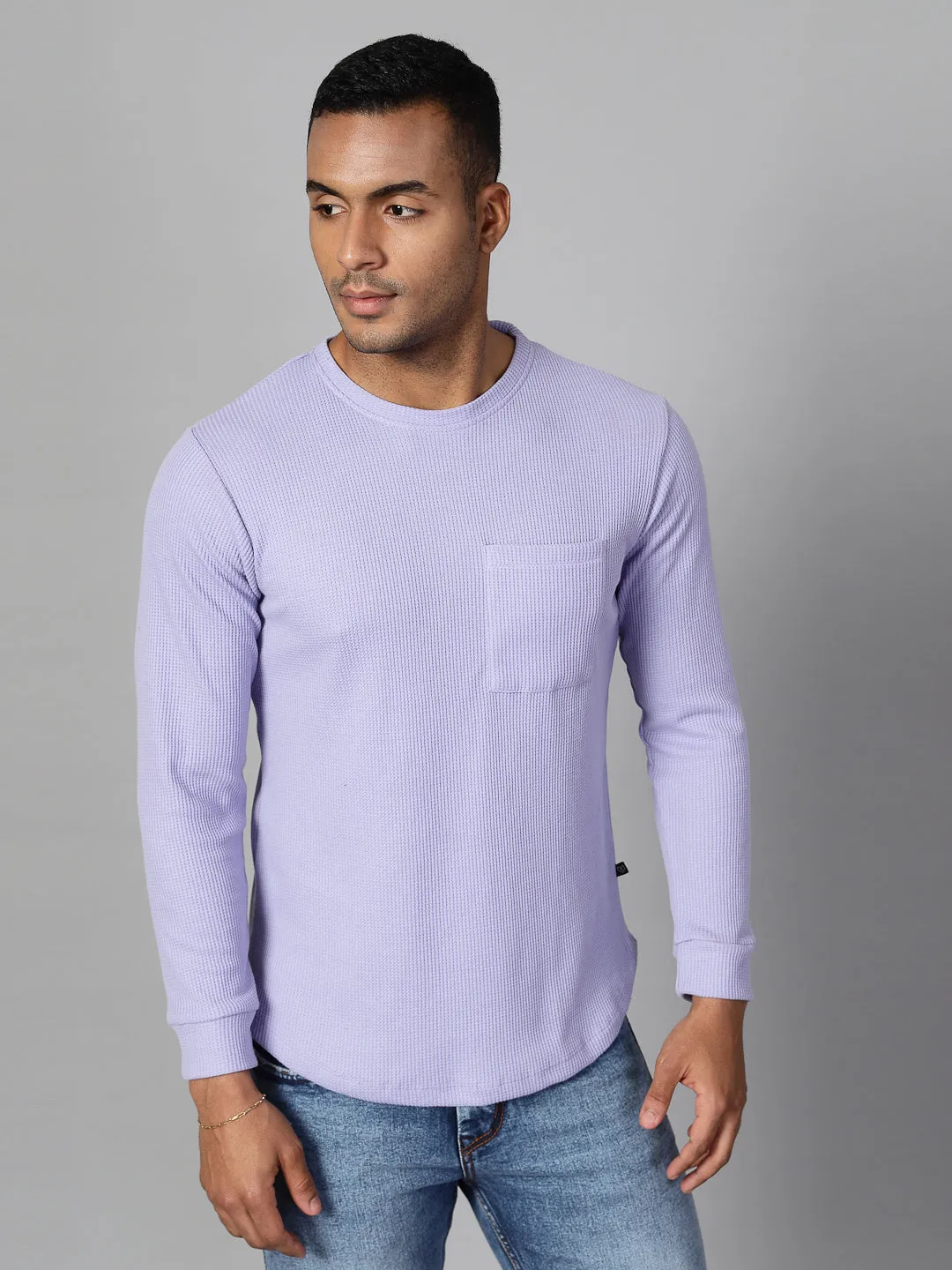 Classic Waffle Knit Round Neck T-shirt