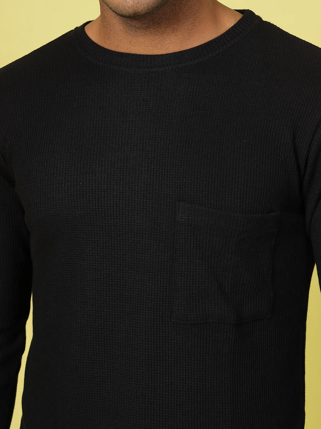 Classic Waffle Knit Round Neck T-shirt