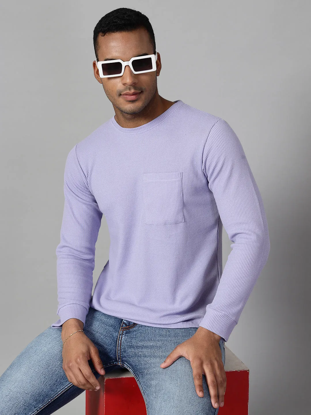 Classic Waffle Knit Round Neck T-shirt
