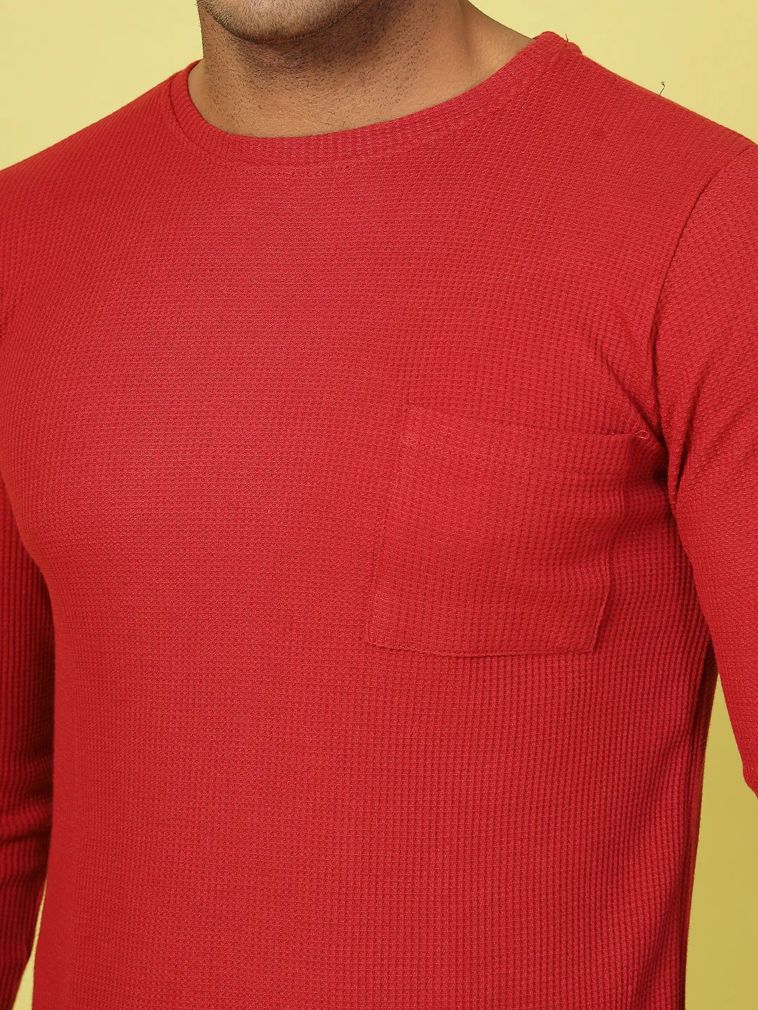 Classic Waffle Knit Round Neck T-shirt