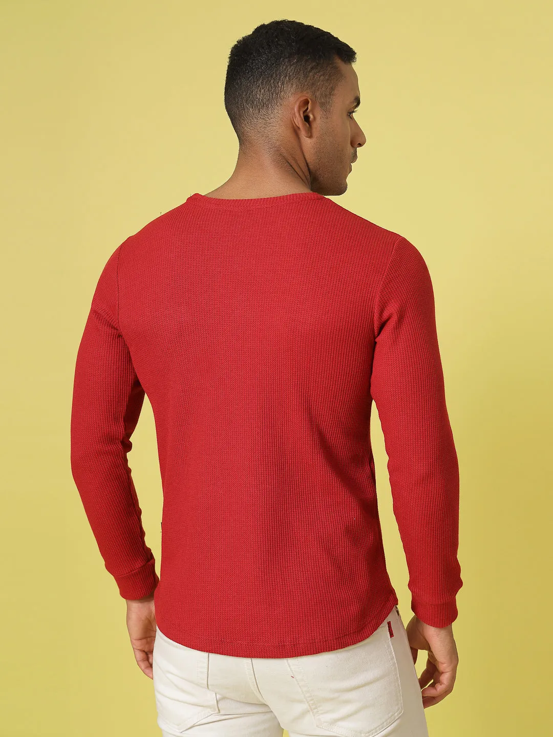 Classic Waffle Knit Round Neck T-shirt