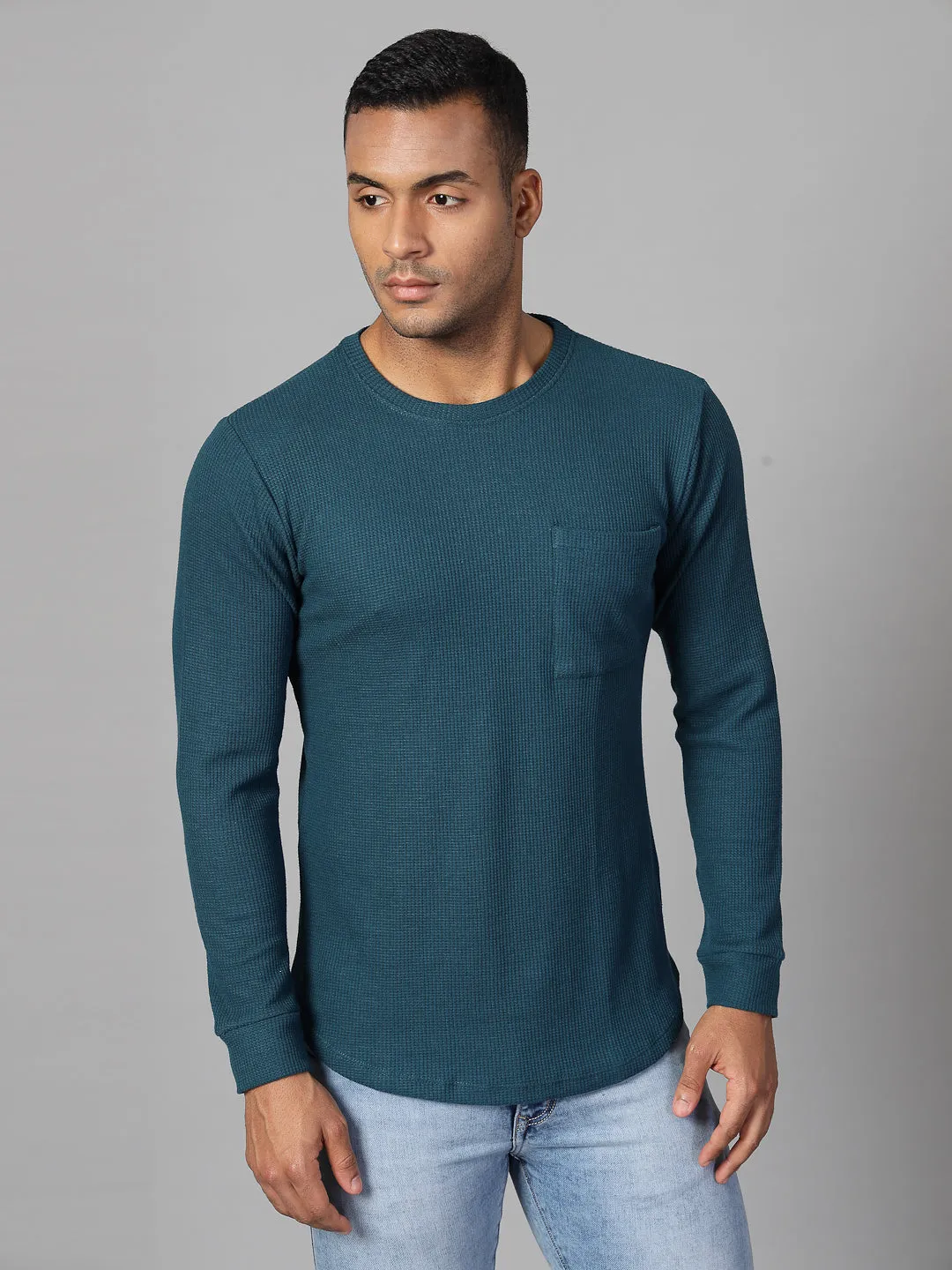Classic Waffle Knit Round Neck T-shirt