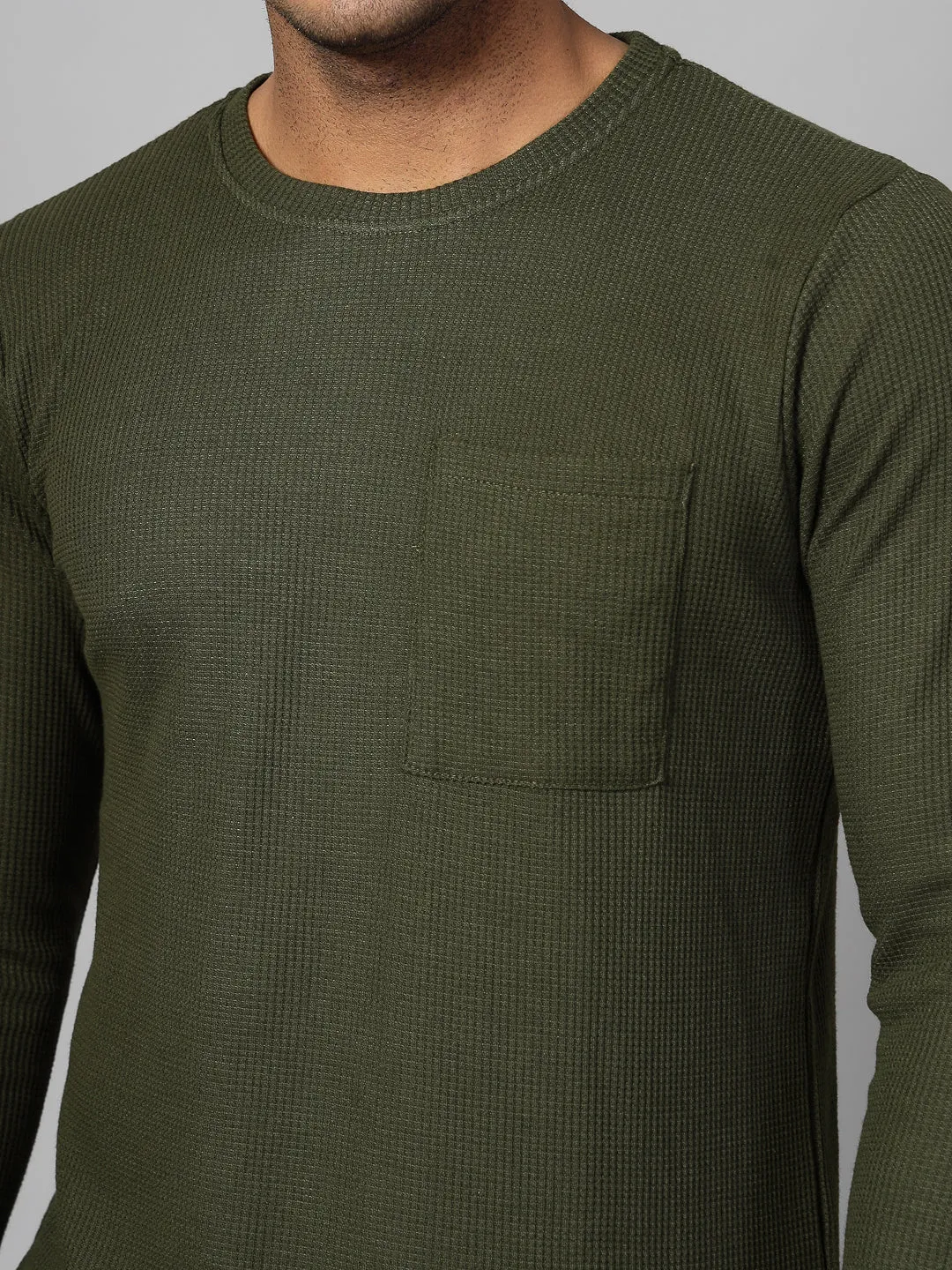 Classic Waffle Knit Round Neck T-shirt