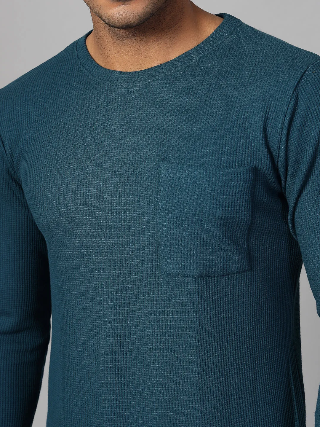 Classic Waffle Knit Round Neck T-shirt