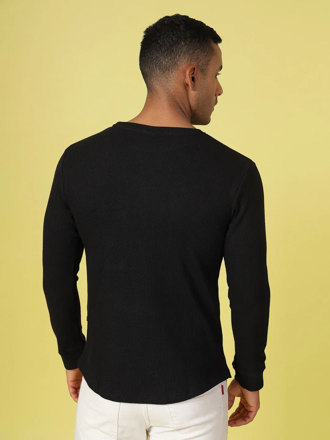 Classic Waffle Knit Round Neck T-shirt