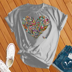 Colorful Feather Heart Tee