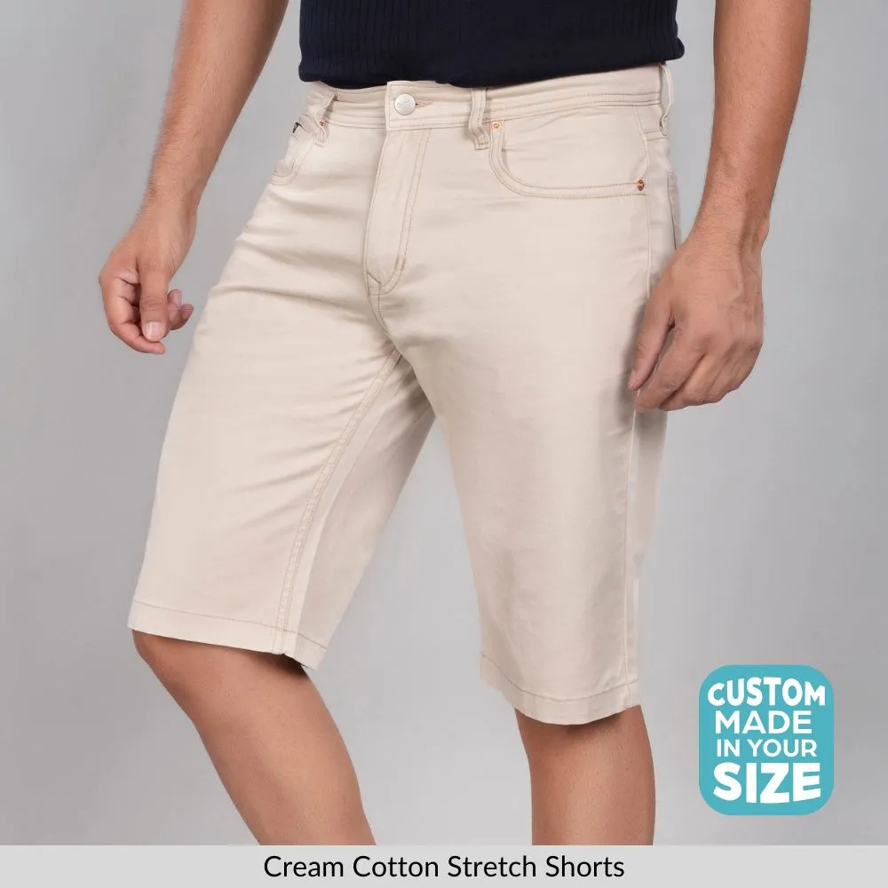 Cream Cotton Stretch Shorts