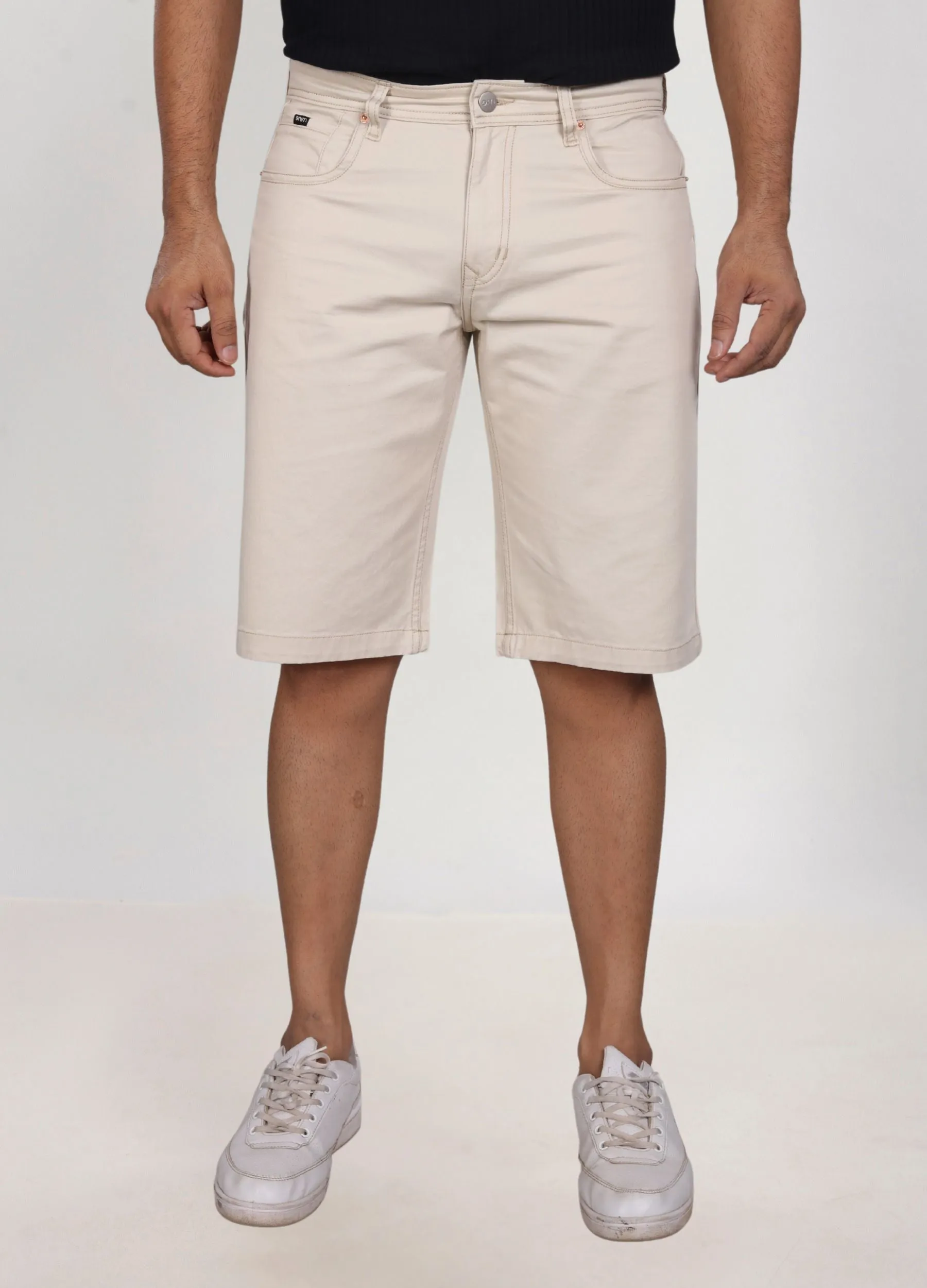 Cream Cotton Stretch Shorts