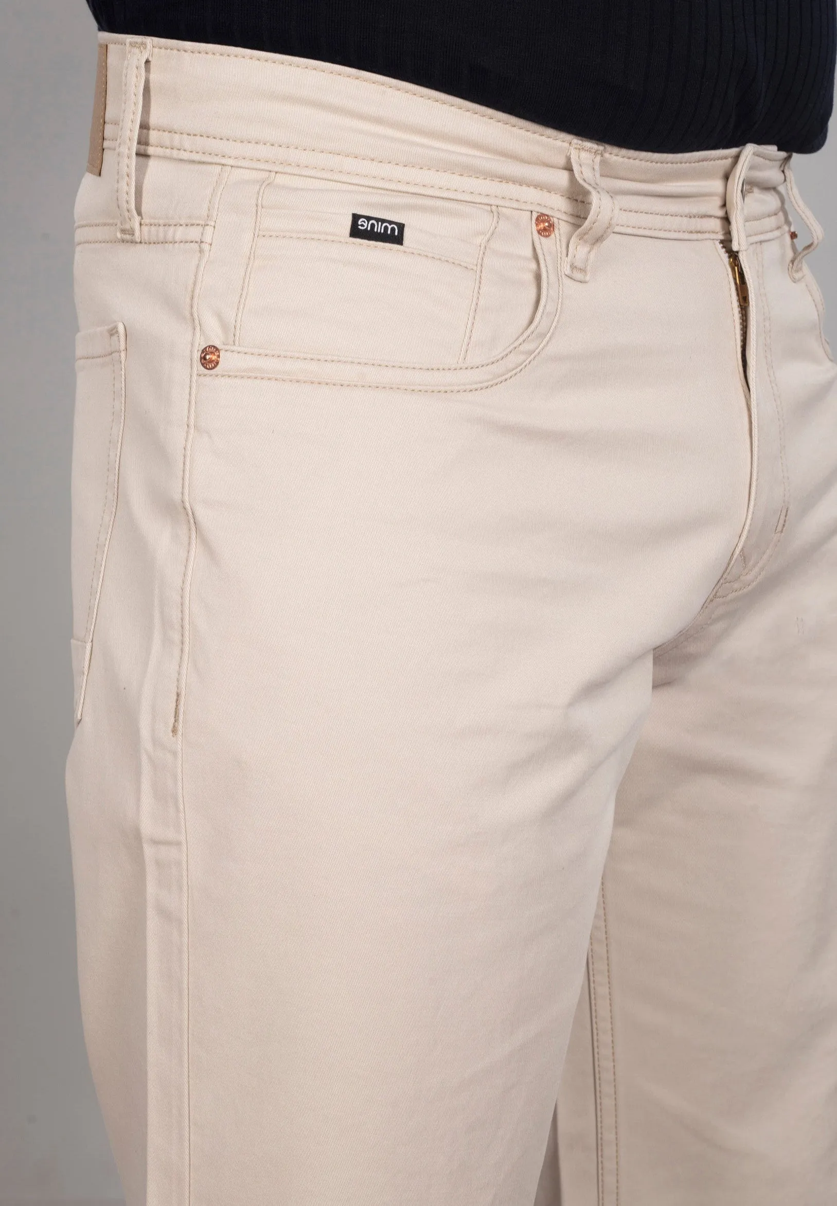 Cream Cotton Stretch Shorts