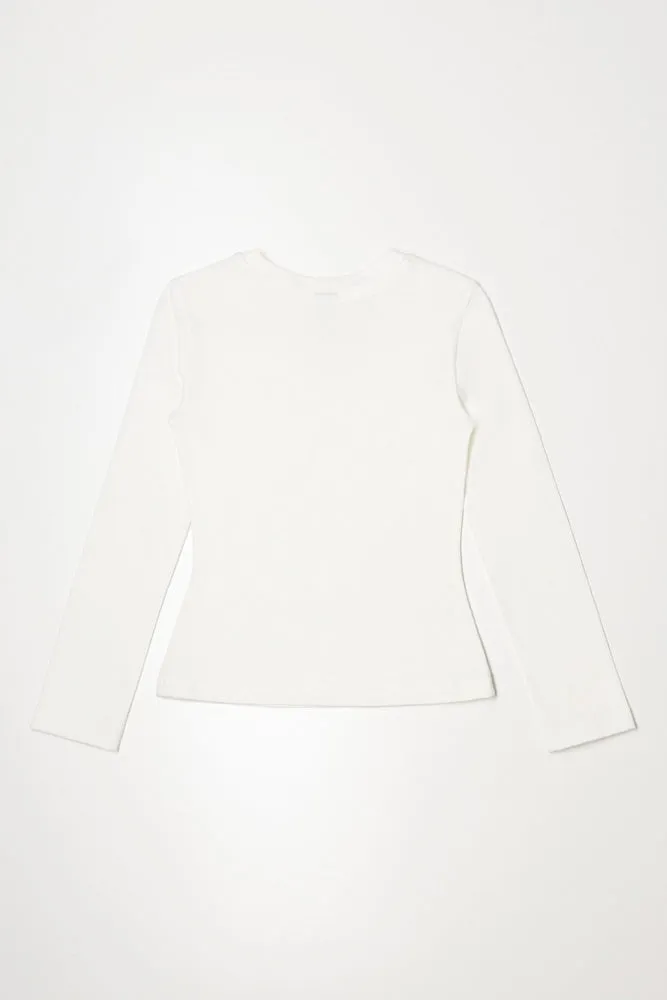Crew Neck Long Sleeve T-Shirt White