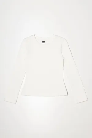 Crew Neck Long Sleeve T-Shirt White