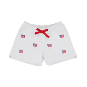 Critter Cheryl Shorts (Twill) - Worth Avenue White with American Flags