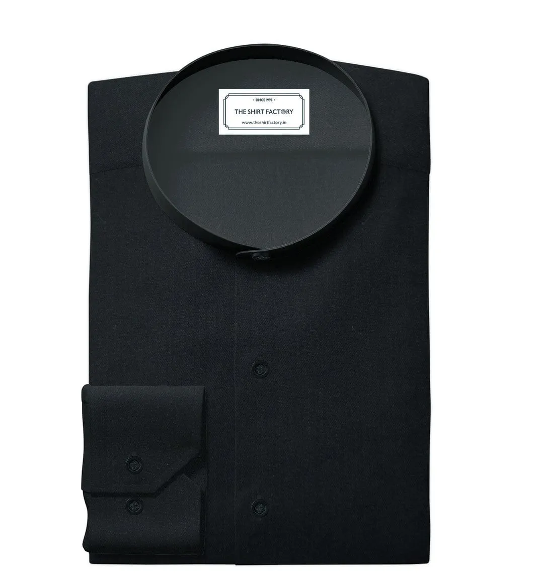 Custom Tailored Black Pure Cotton Shirt - CUS-10375