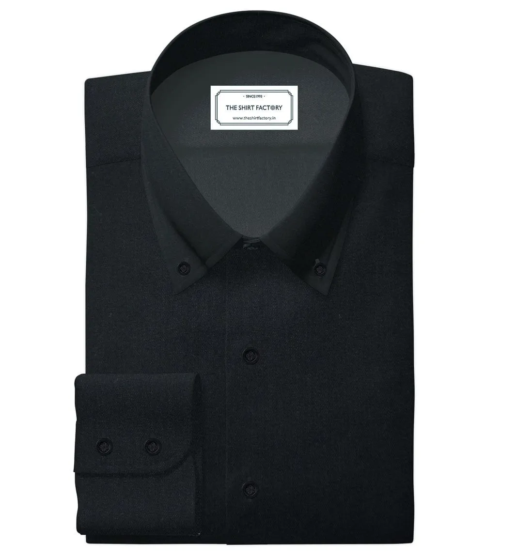 Custom Tailored Black Pure Cotton Shirt - CUS-10375