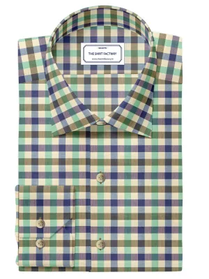 Custom Tailored Premium Cotton Shirt with Multicolour Gingham Plaid Check - CUS-10281