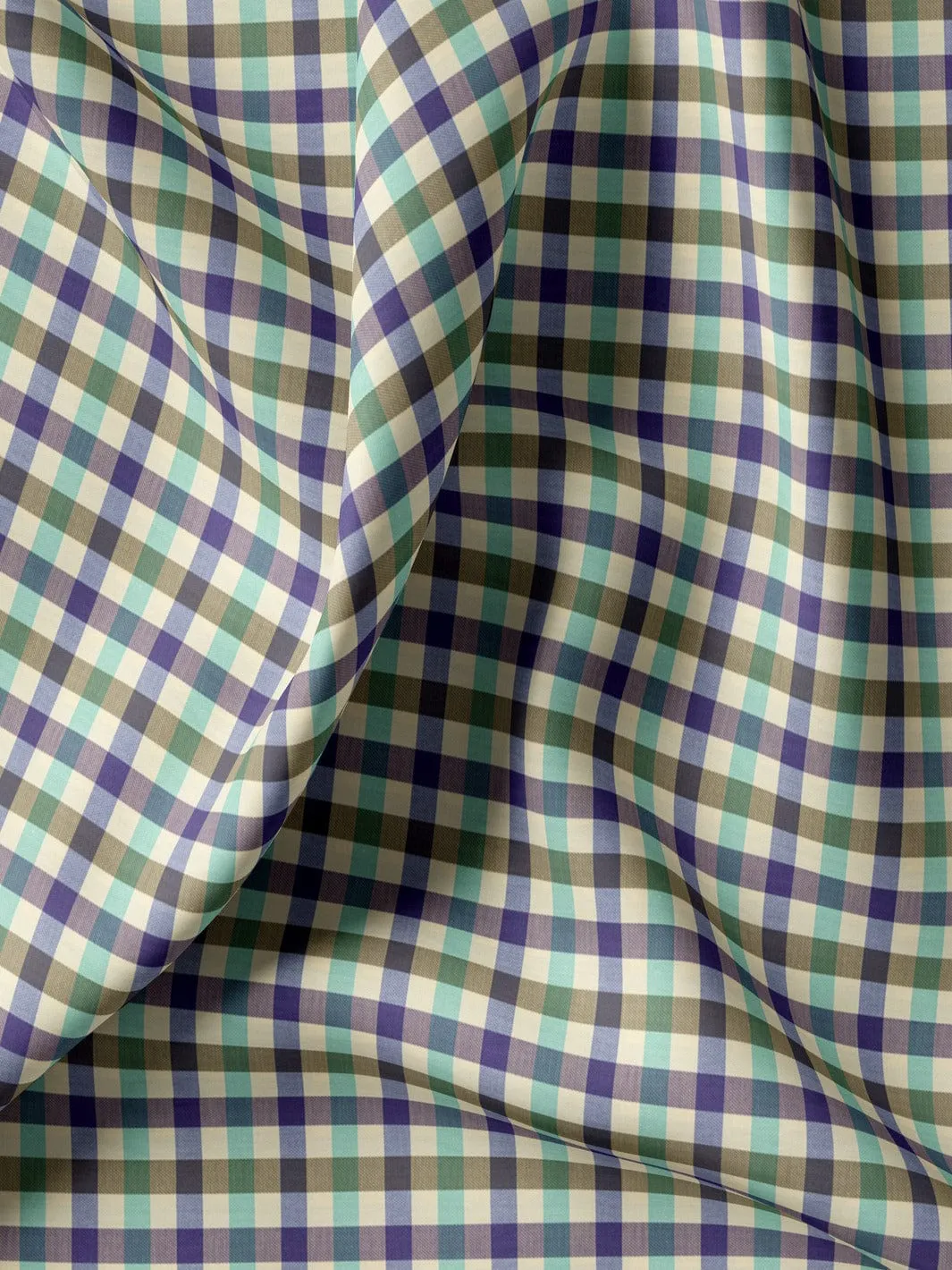 Custom Tailored Premium Cotton Shirt with Multicolour Gingham Plaid Check - CUS-10281