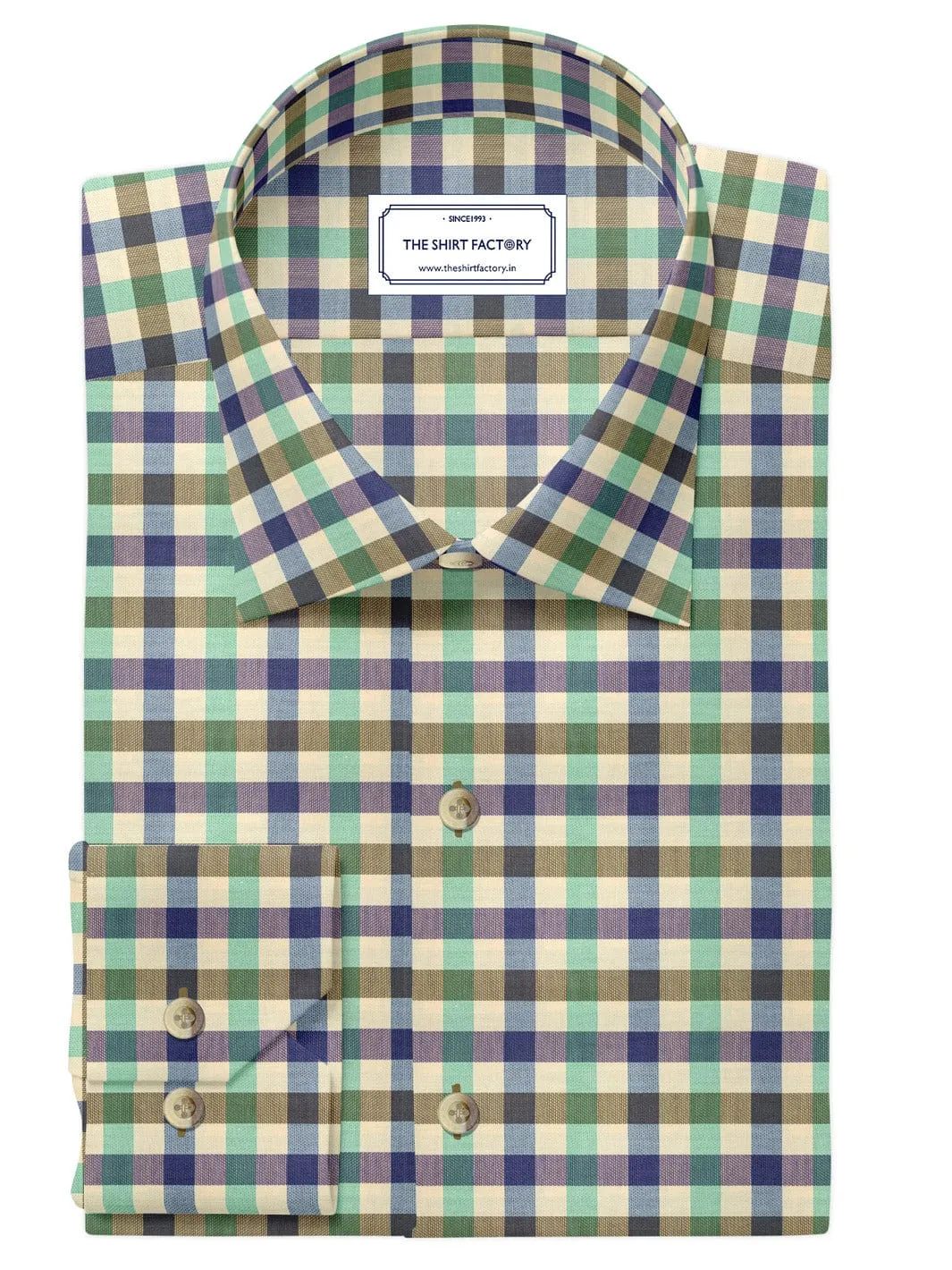 Custom Tailored Premium Cotton Shirt with Multicolour Gingham Plaid Check - CUS-10281