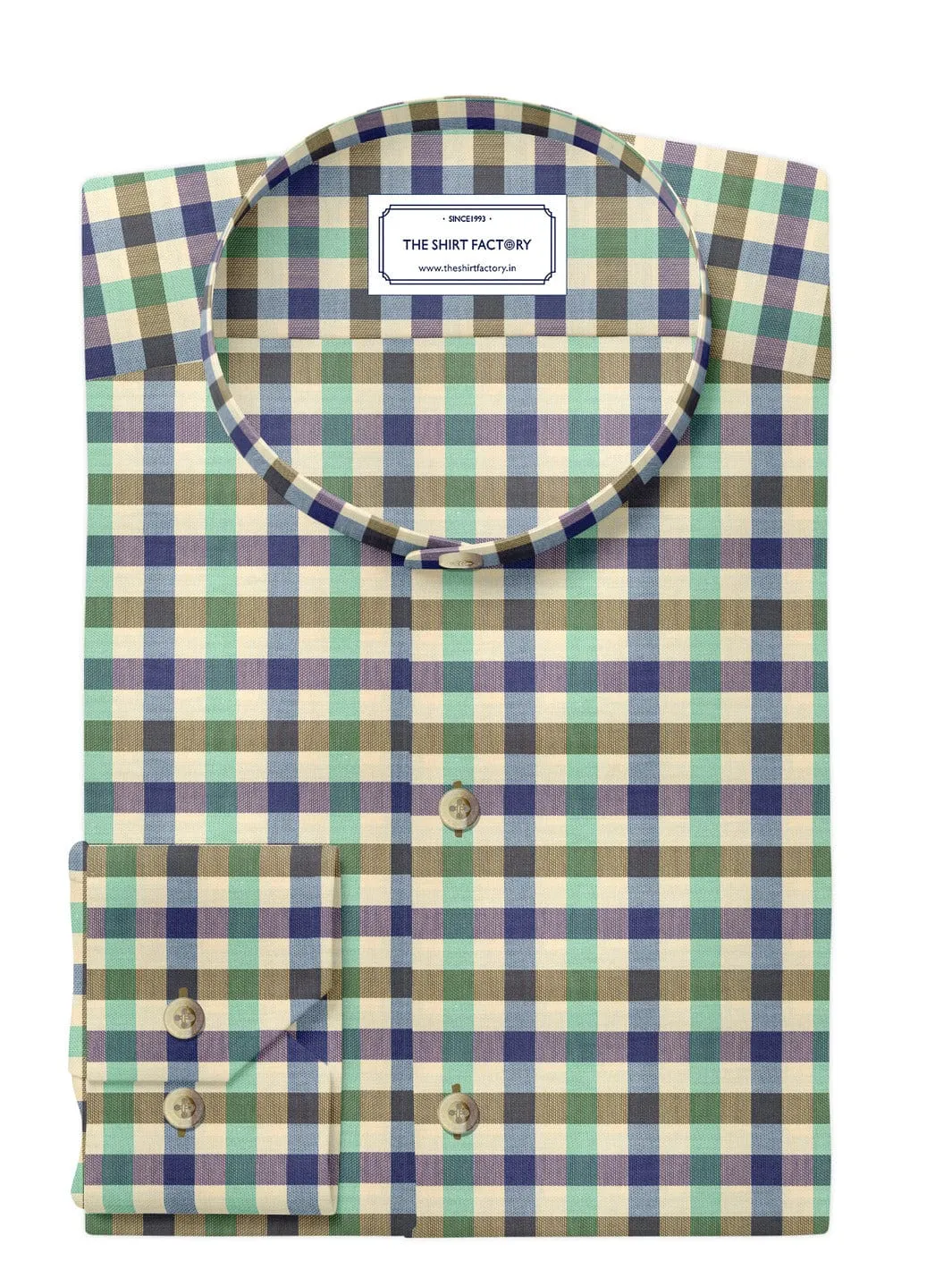 Custom Tailored Premium Cotton Shirt with Multicolour Gingham Plaid Check - CUS-10281