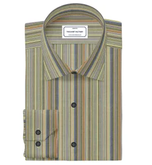 Custom Tailored Pure Cotton Multicolor Stripes Shirt - CUS-10363