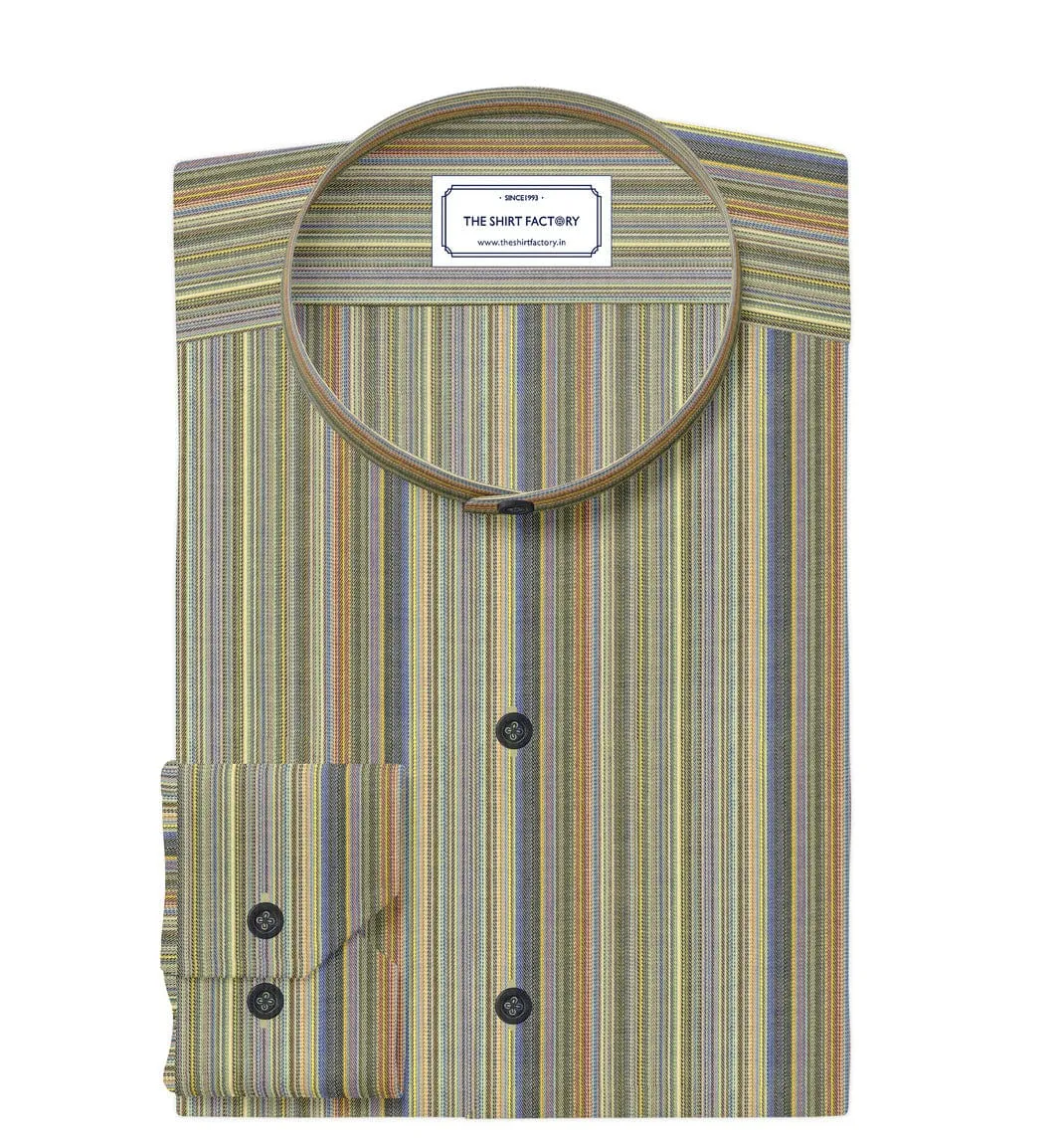 Custom Tailored Pure Cotton Multicolor Stripes Shirt - CUS-10363
