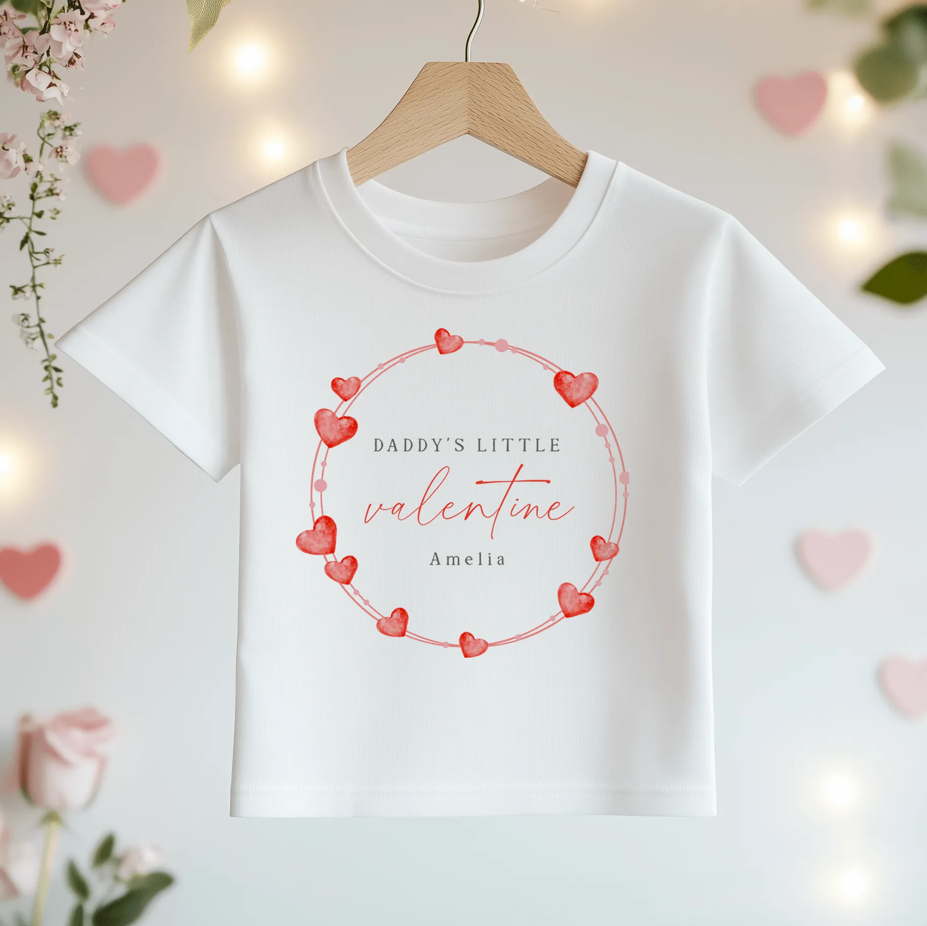Daddy's Valentine Wreath Personalised Toddler & Kids T Shirt